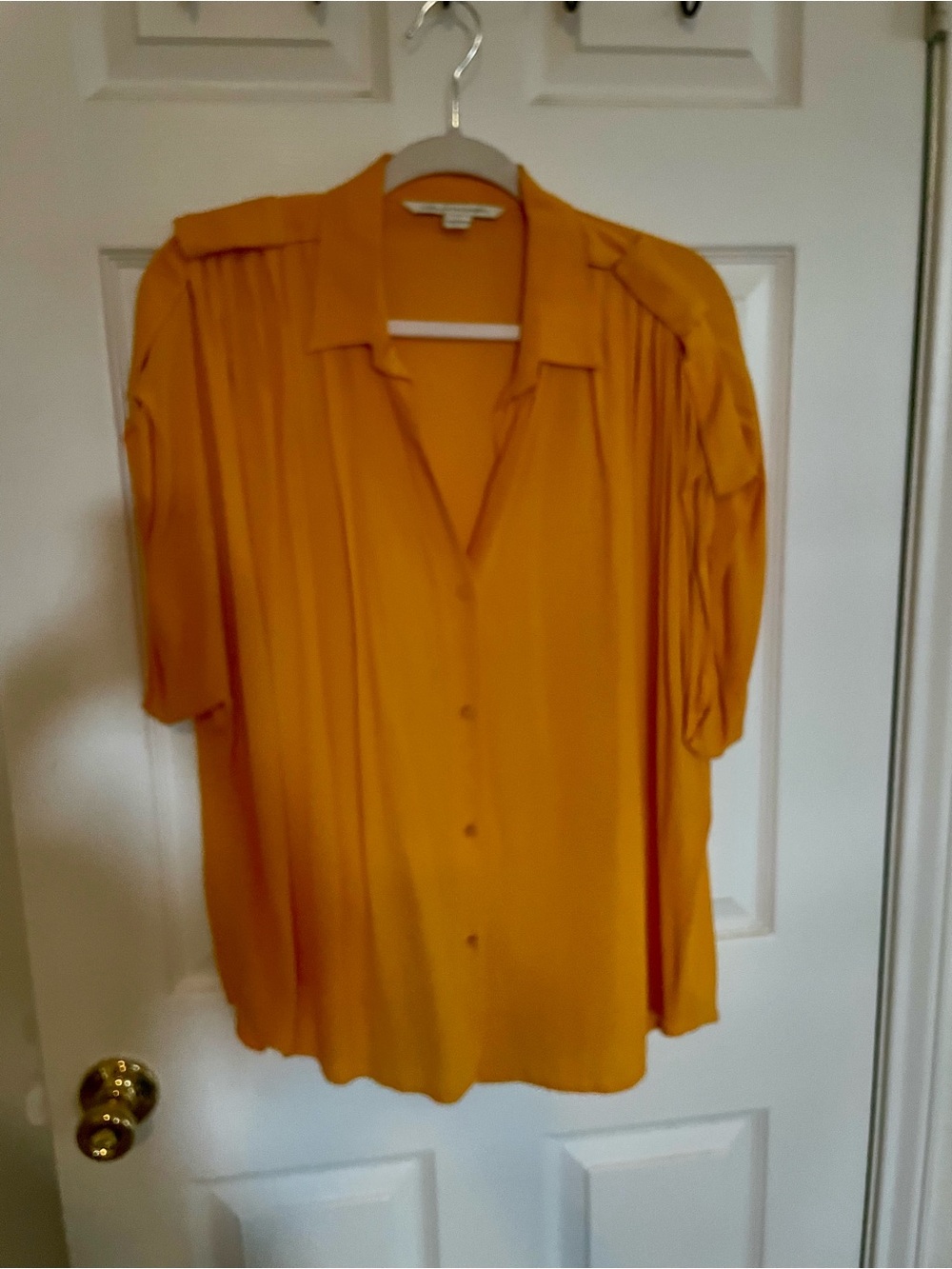 Diane Von Furstenberg Golden Mustard Button-Down Blouse